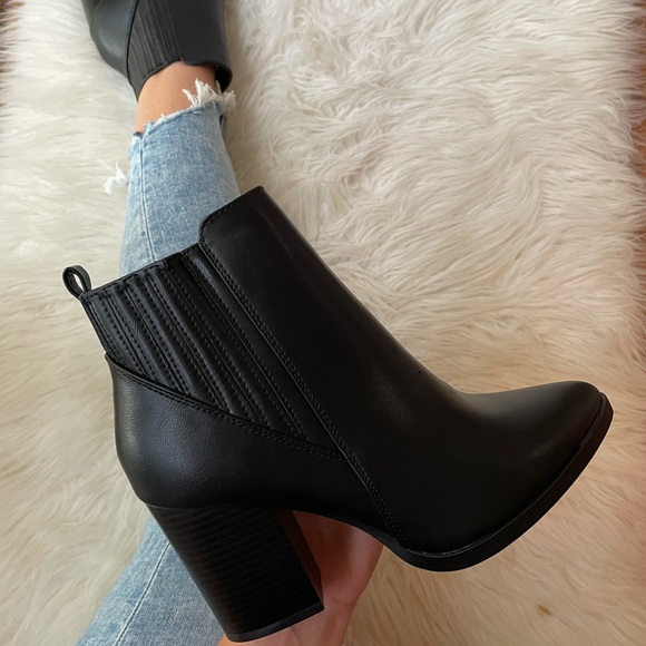 Black Faux Leather Ankle Booties - Picture 12 of 16